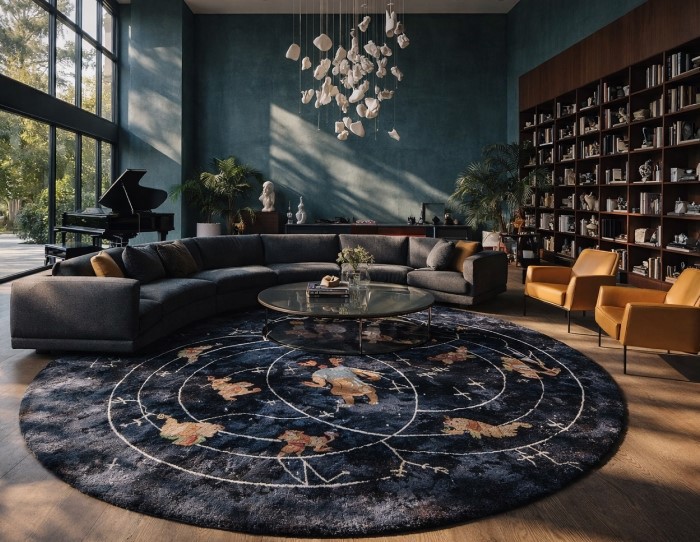 Black round rug